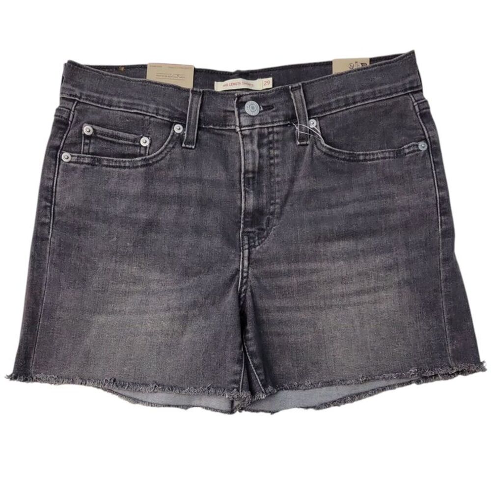 ✨NWT Levi's Women's Mid Length Zip Fly Stretch Fabric Shorts - Faded Black✨